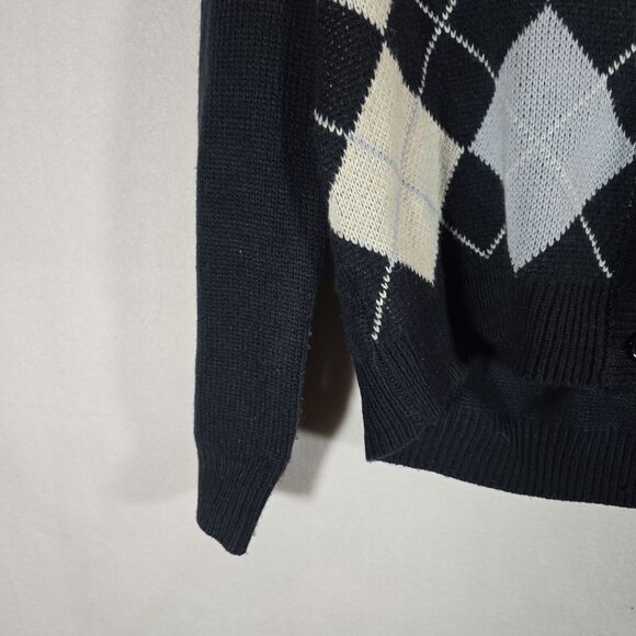 Princess Polly Blue White Chunky Knit Cropped Cardigan S/M Sweater N1 Gently Use - Picture 4 of 12